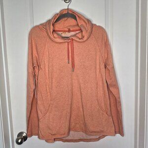 Zella Cowl Neck Pullover Sweatshirt - M Heathered Coral